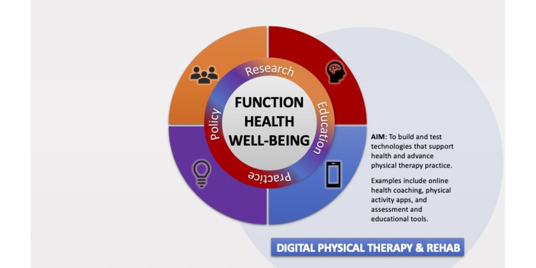 Graphic describing the aim of the Digital Physical Therapy & Rehab research platform