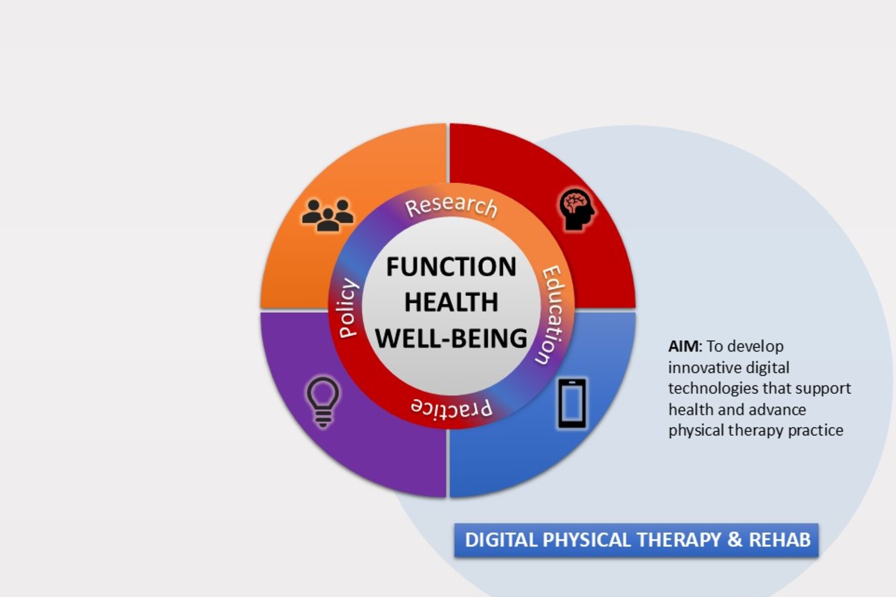 Graphic describing the aim of the Digital Physical Therapy & Rehab research platform