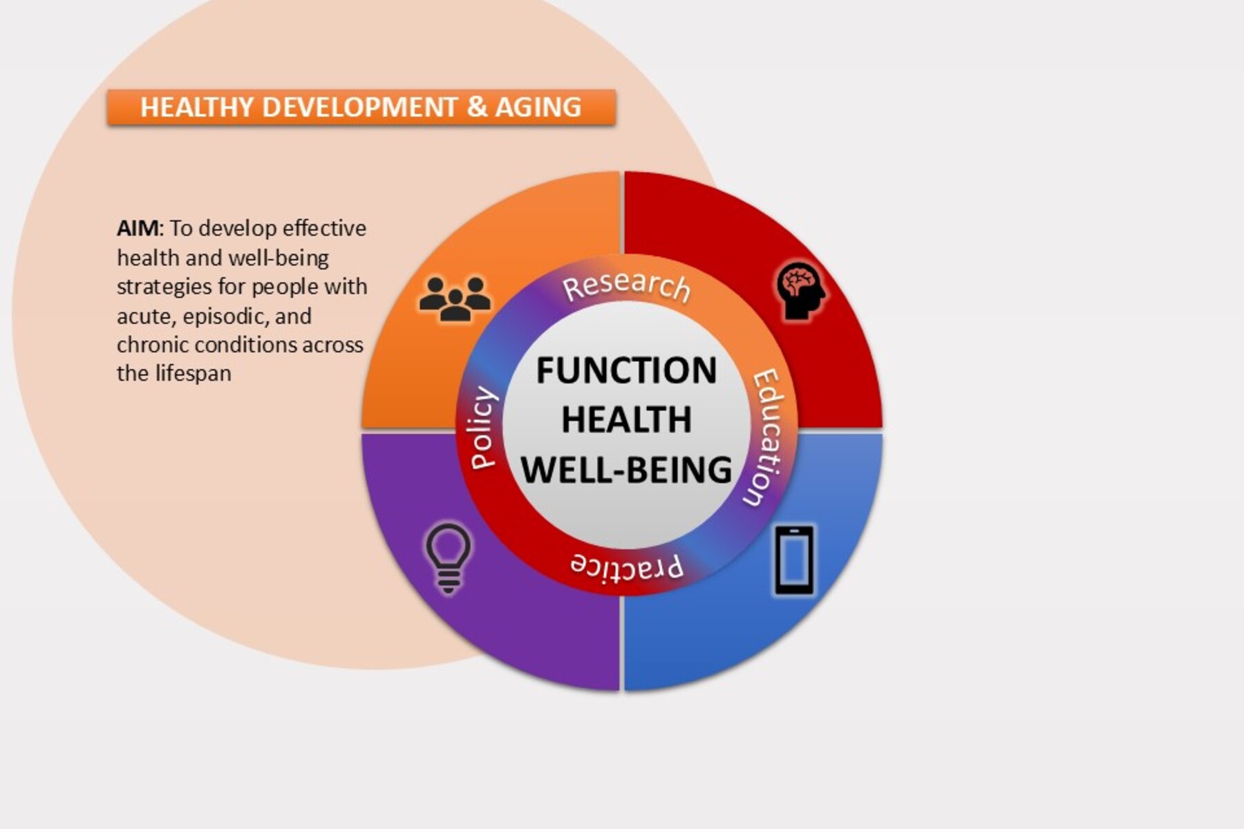 Graphic describing the aim of the Healthy Development & Aging research platform