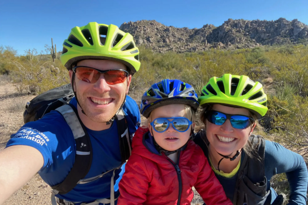 Katelin Sims and her family on a bike ride