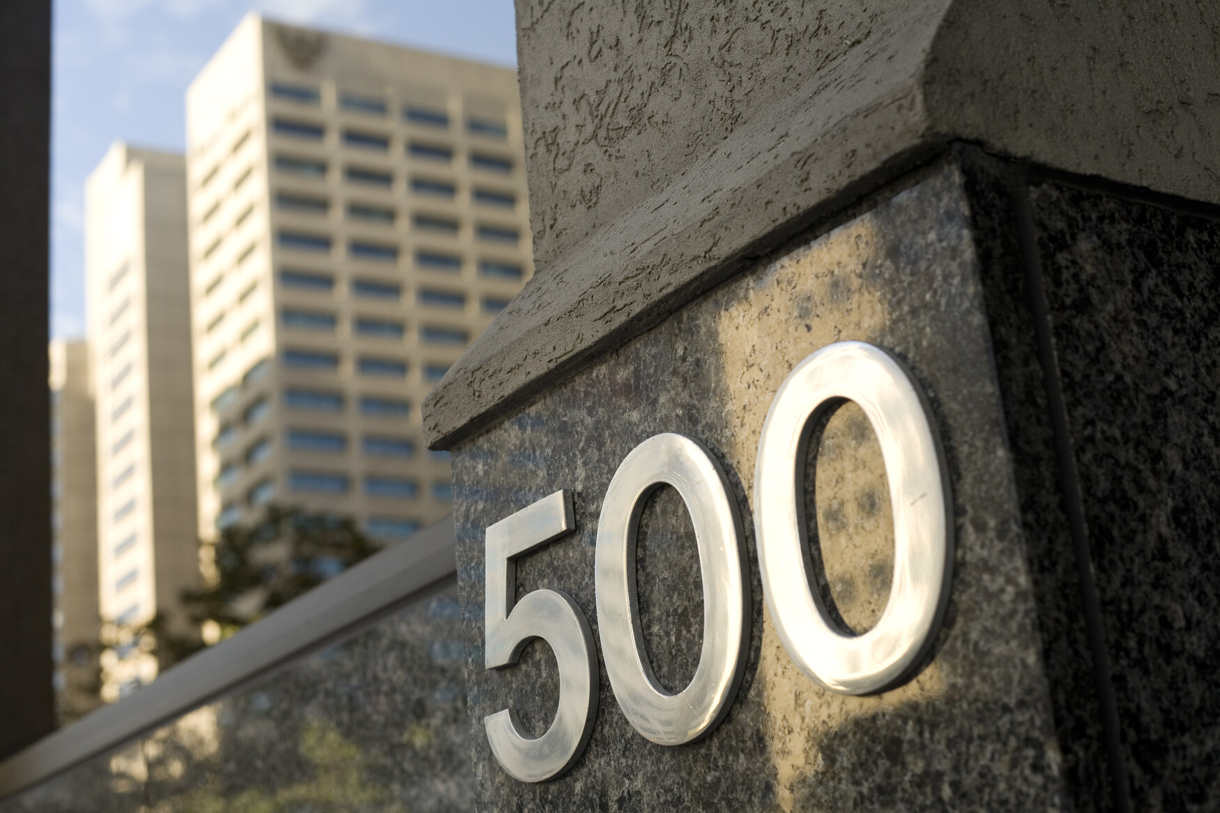 Close up of the "500" on the side of our building